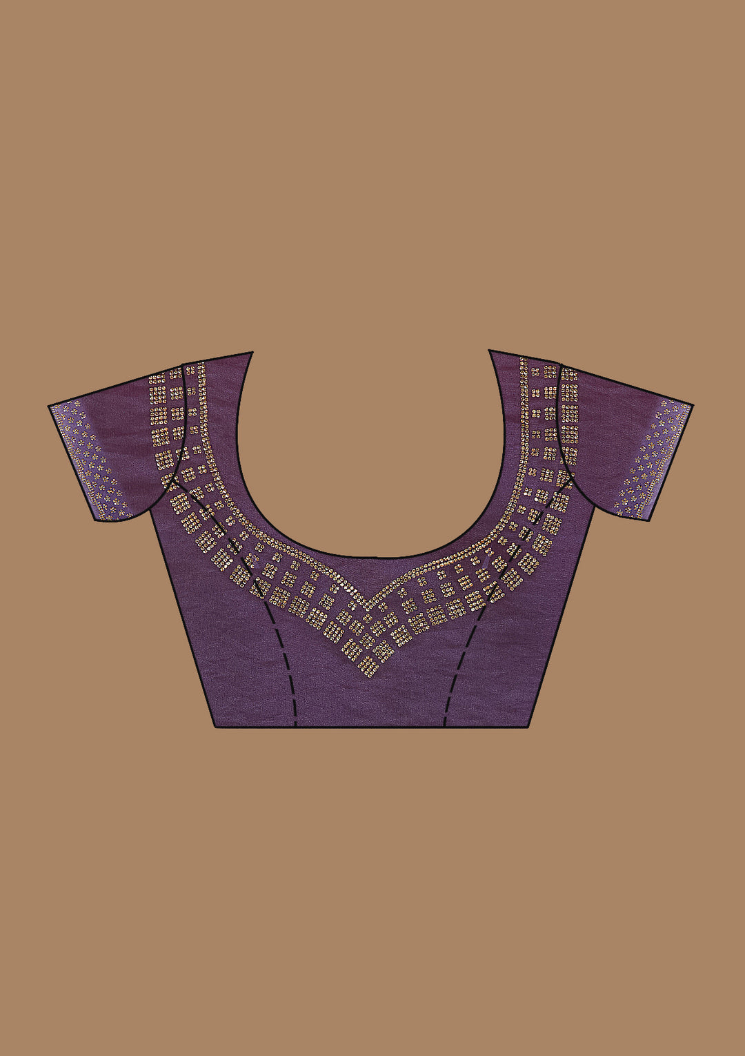 Lavender Stonework (Gold) Organza Saree