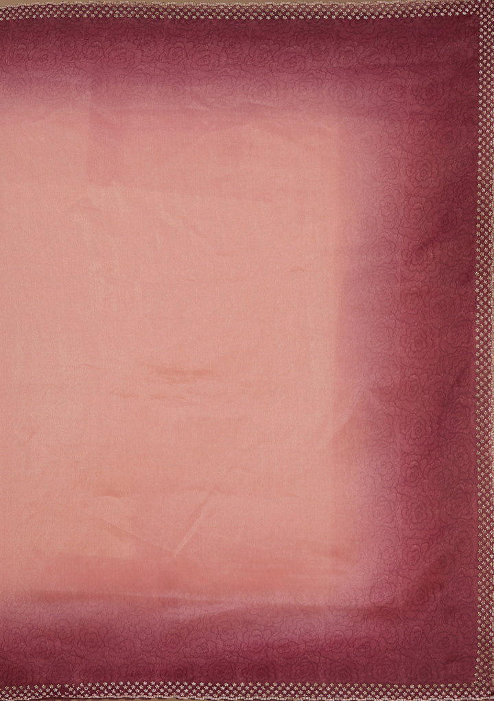 Peach Stonework (Gold) Organza Saree