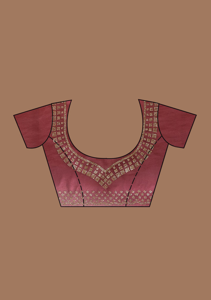 Peach Stonework (Gold) Organza Saree