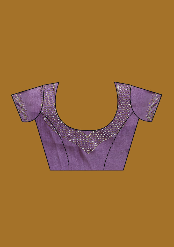 Lavender Stonework (Gold) Tissue Saree