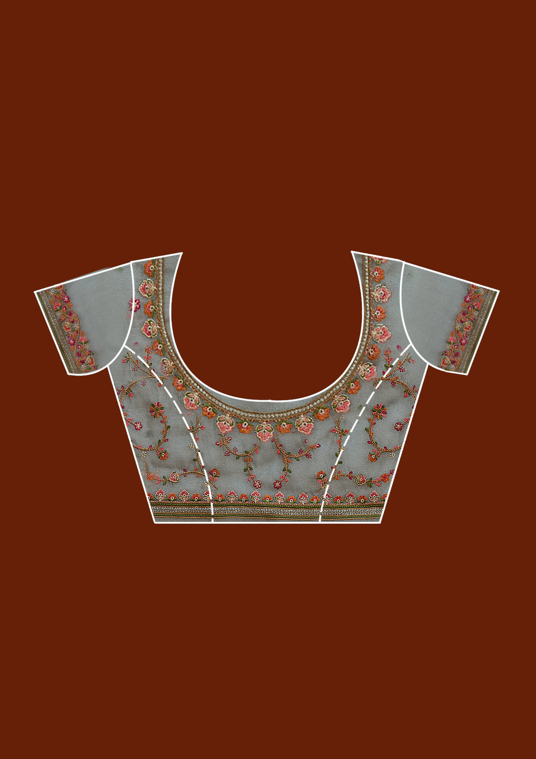 Grey Threadwork Tissue Saree