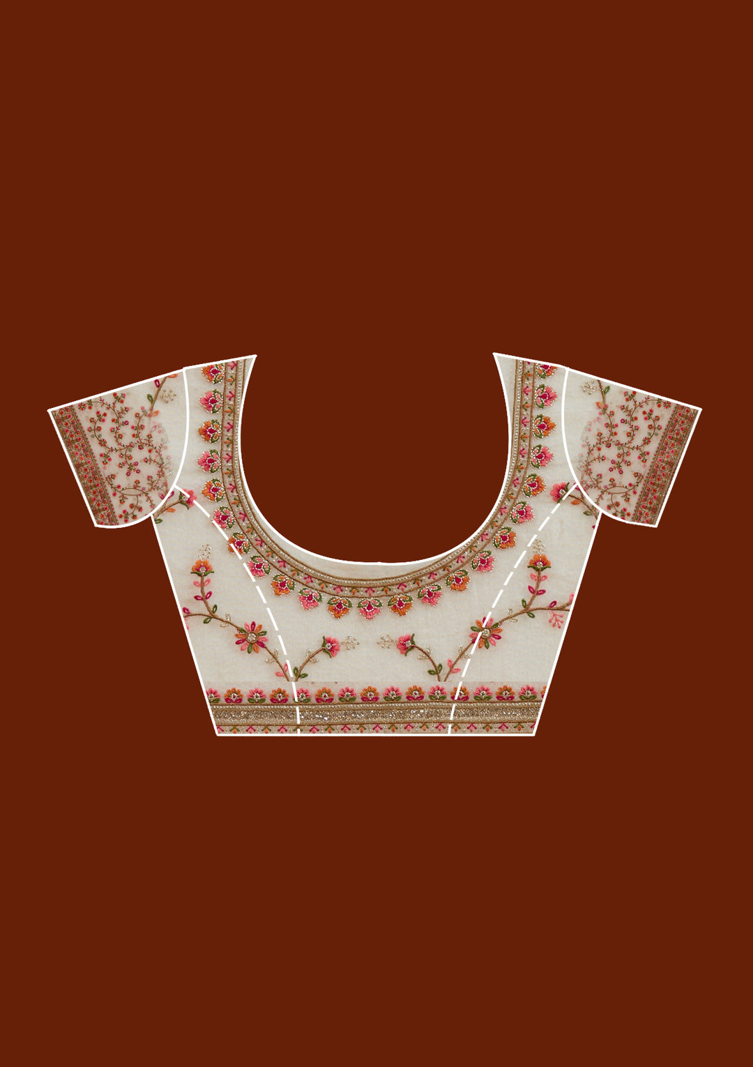 Beige Threadwork Tissue Saree
