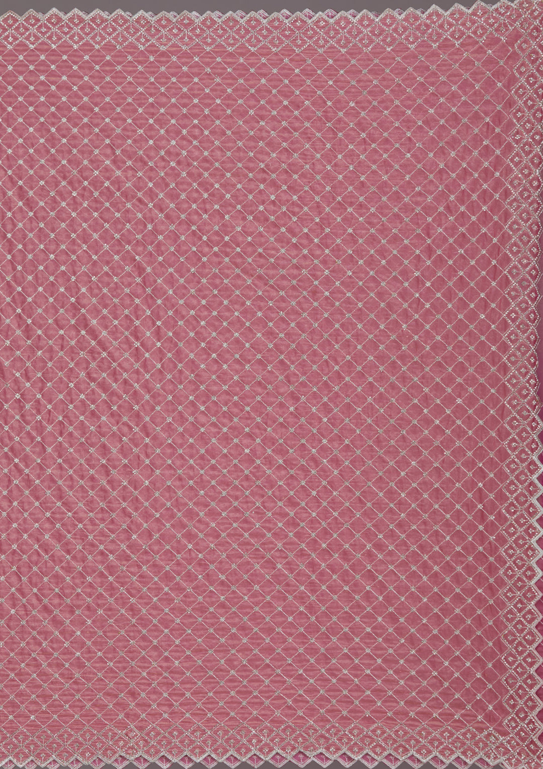 Onion Pink Stonework (Silver) Tissue Saree