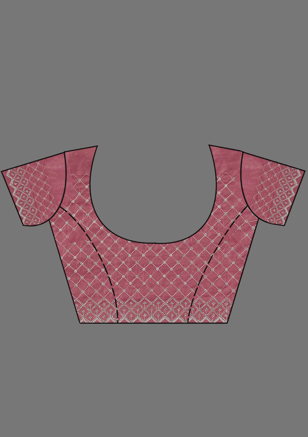 Onion Pink Stonework (Silver) Tissue Saree