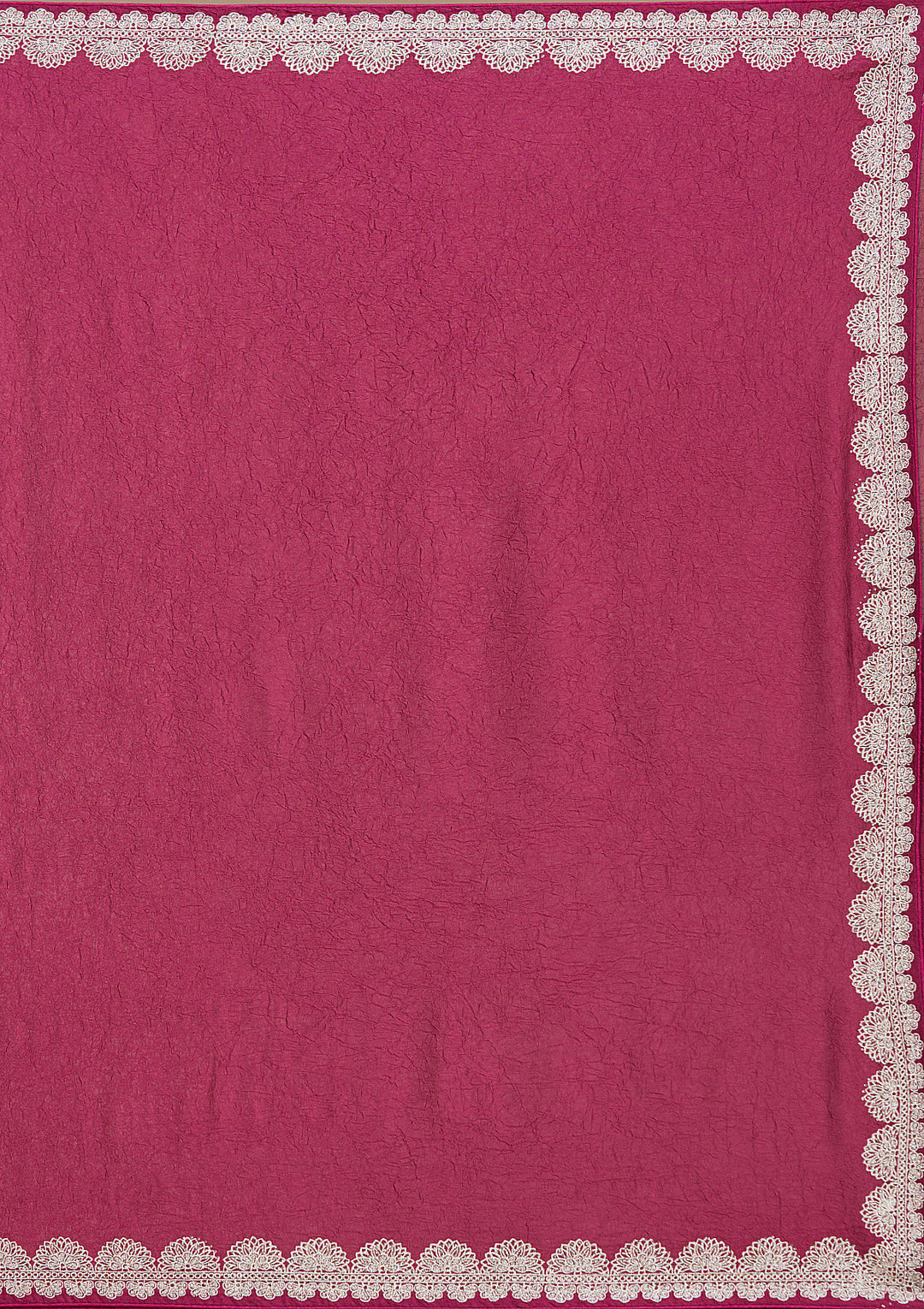Magenta Pink Zariwork (Silver) Soft Raw Silk Saree