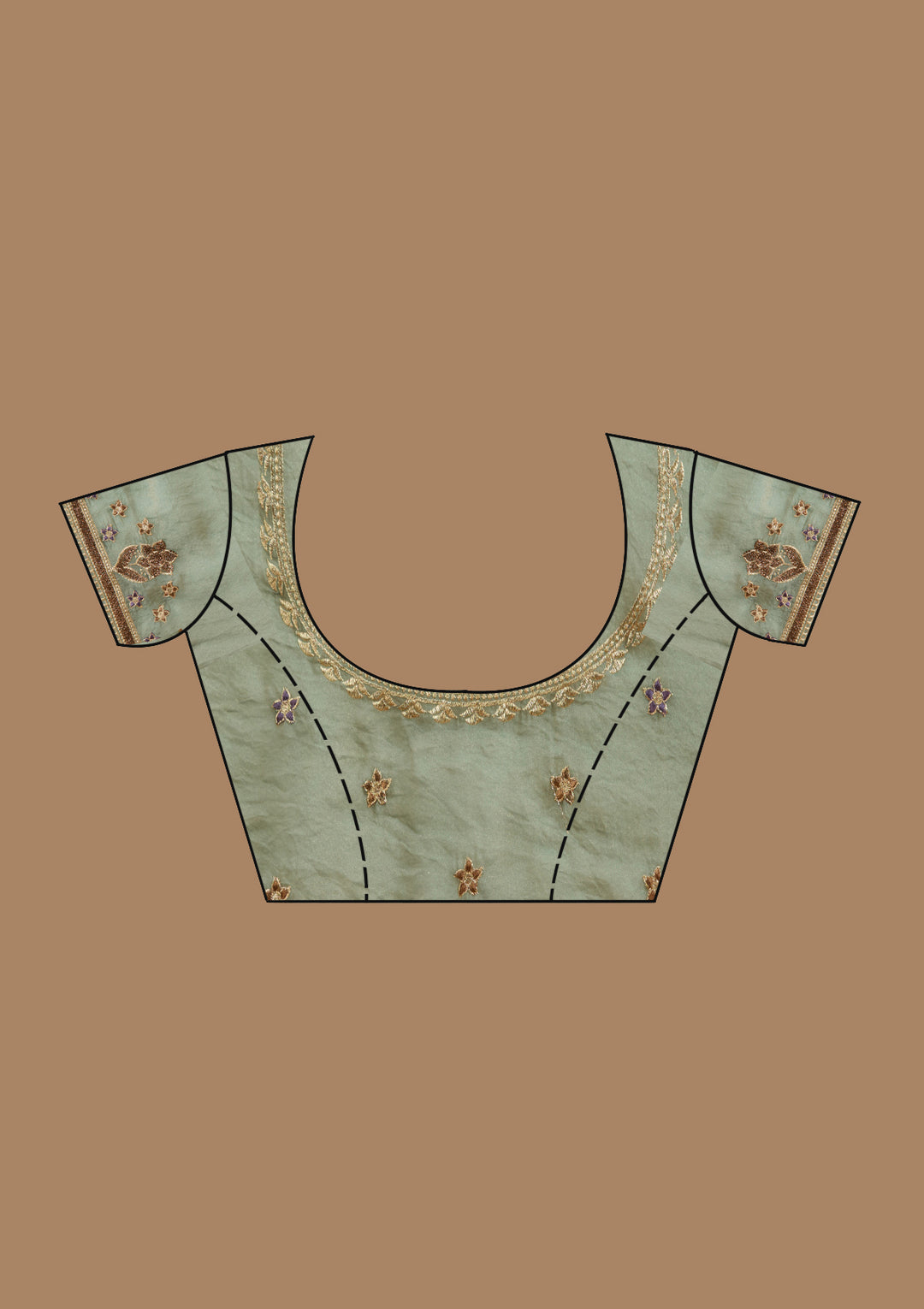 Sea Green Stonework (Gold) Tissue Saree