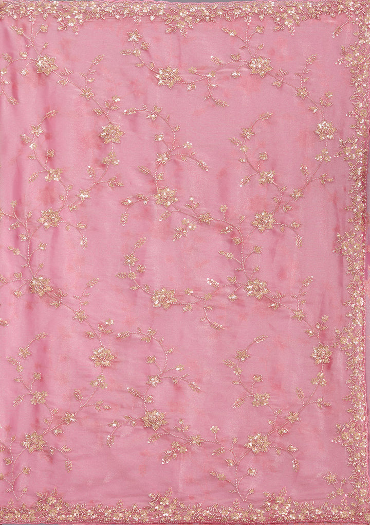 Pink Cutdana Tissue Saree