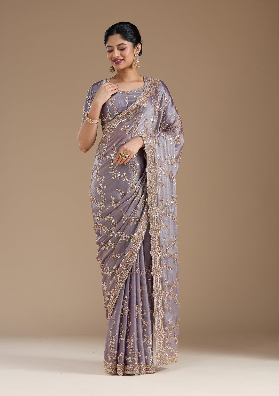 Violet Cutdana Tissue Saree
