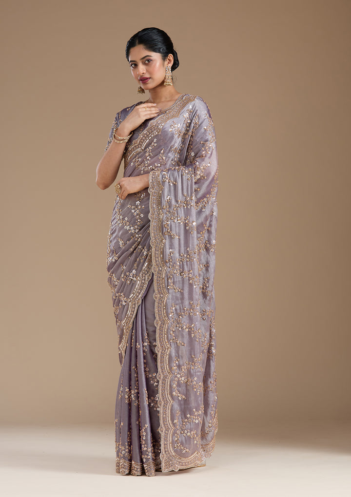 Violet Cutdana Tissue Saree