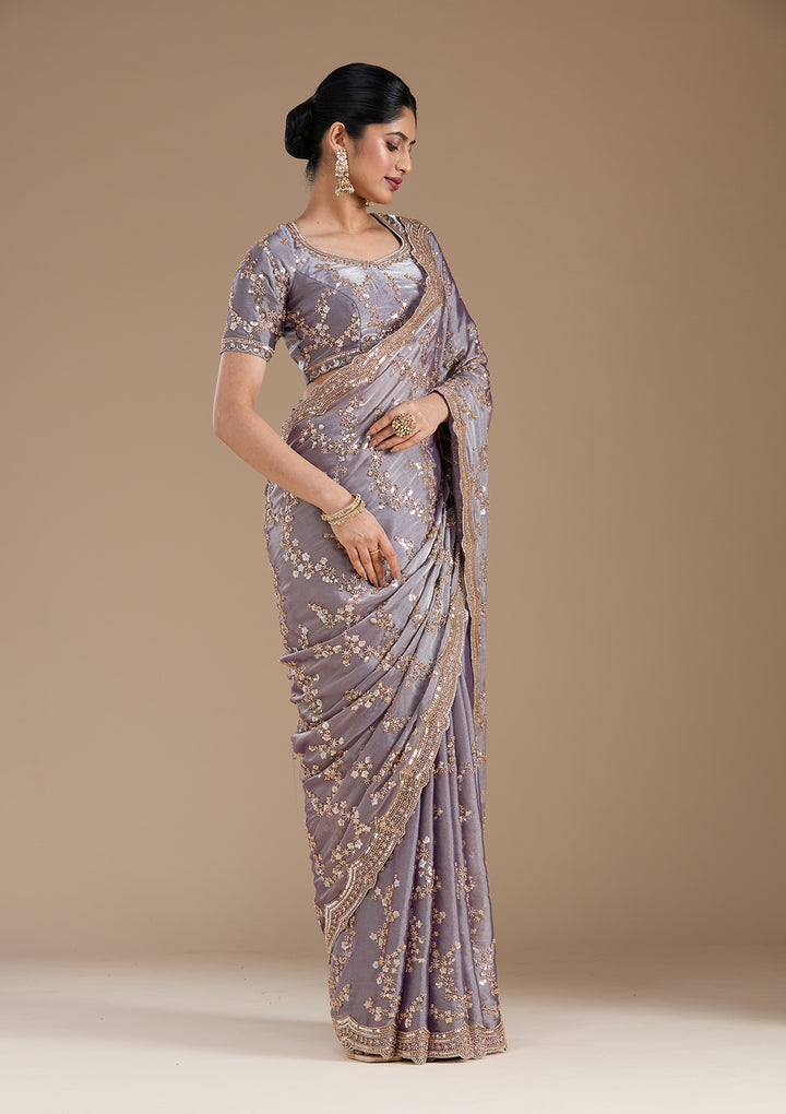 Violet Cutdana Tissue Saree
