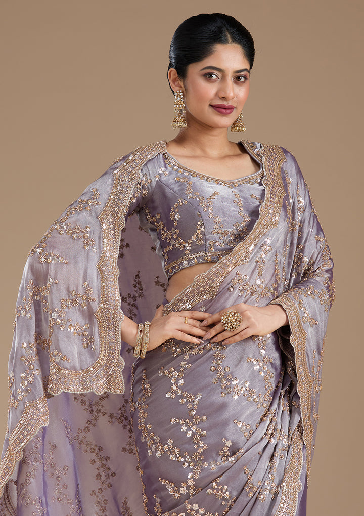 Violet Cutdana Tissue Saree