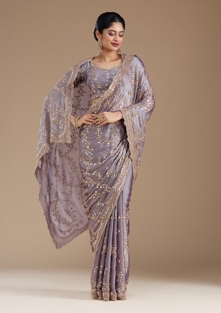Violet Cutdana Tissue Saree