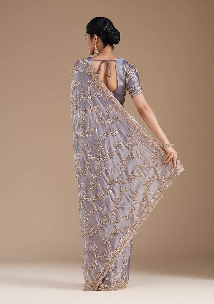 Violet Cutdana Tissue Saree