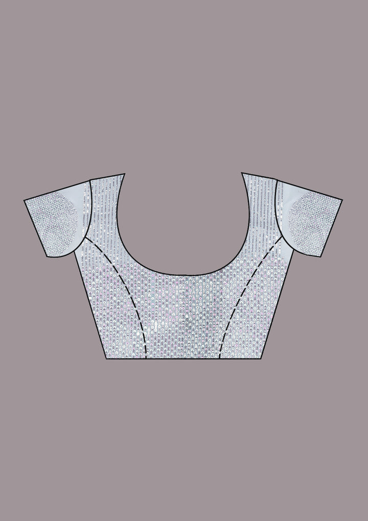 Sky Blue Sequins Organza Saree