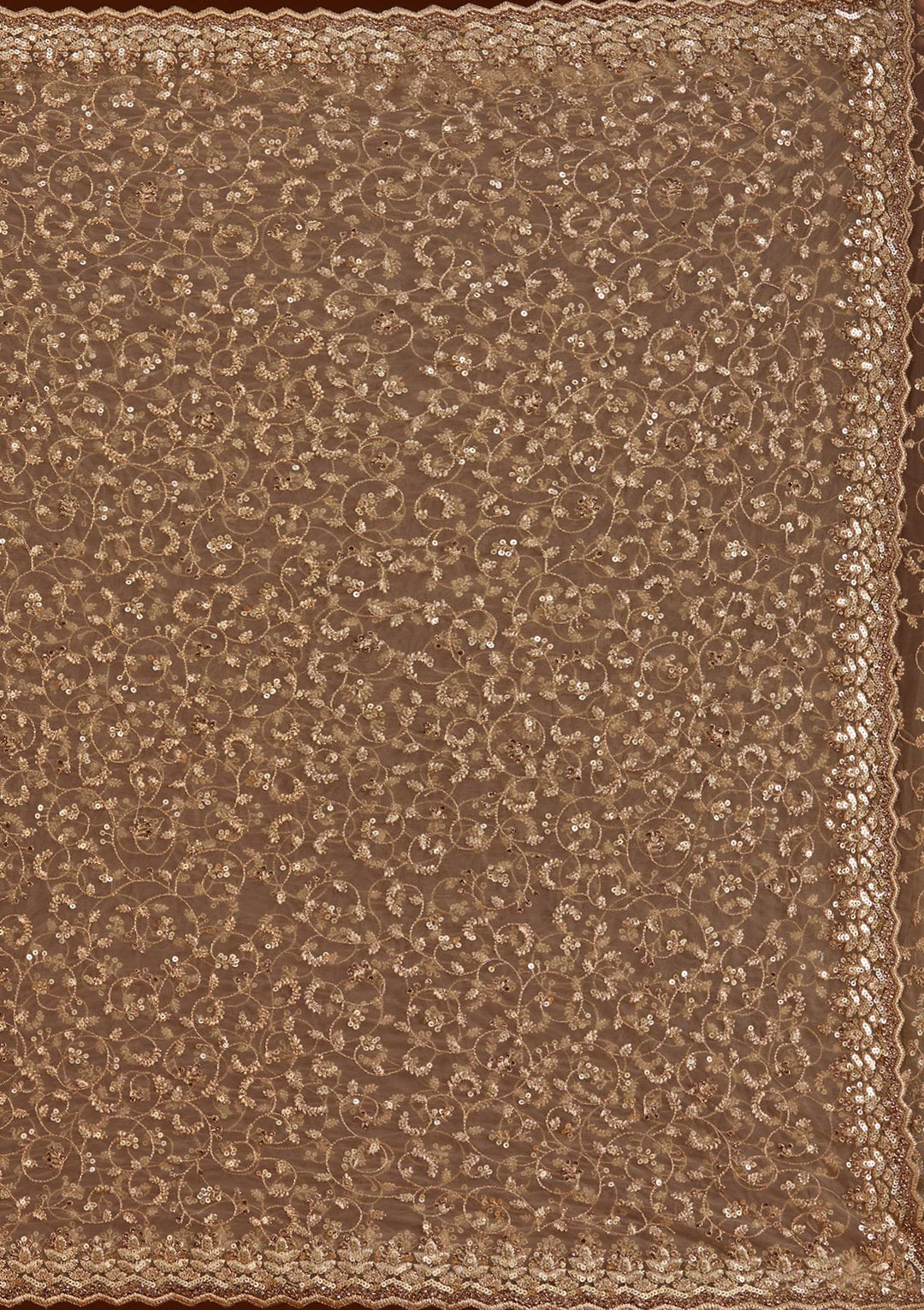 Gold Sequins Net Saree