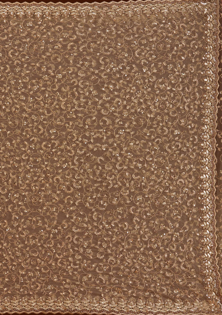 Gold Sequins Net Saree