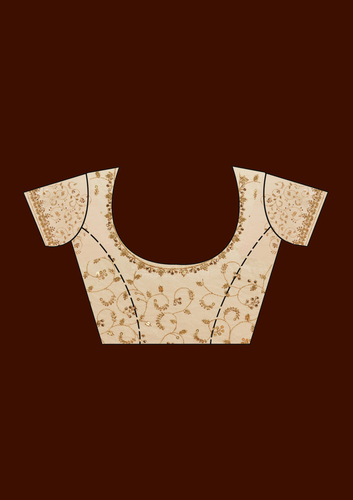 Gold Sequins Net Saree