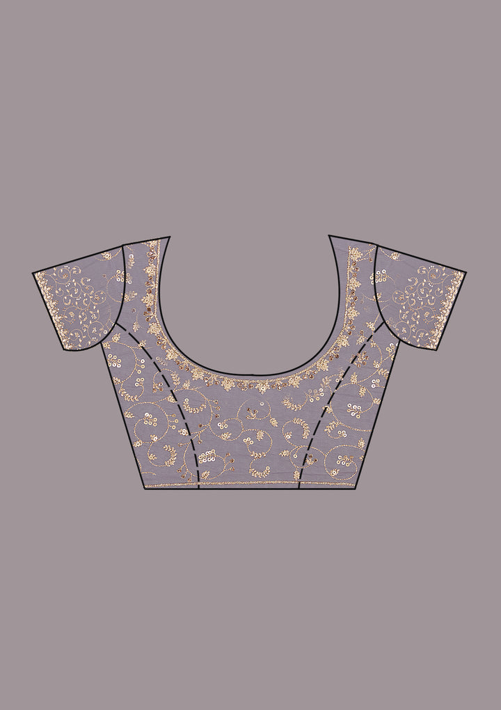 Lavender Sequins Net Saree