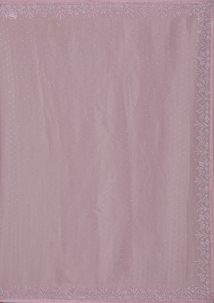 Mauve Stonework (Silver) Chiffon Saree