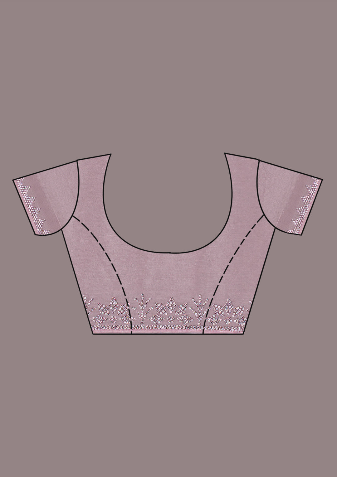 Mauve Stonework (Silver) Chiffon Saree