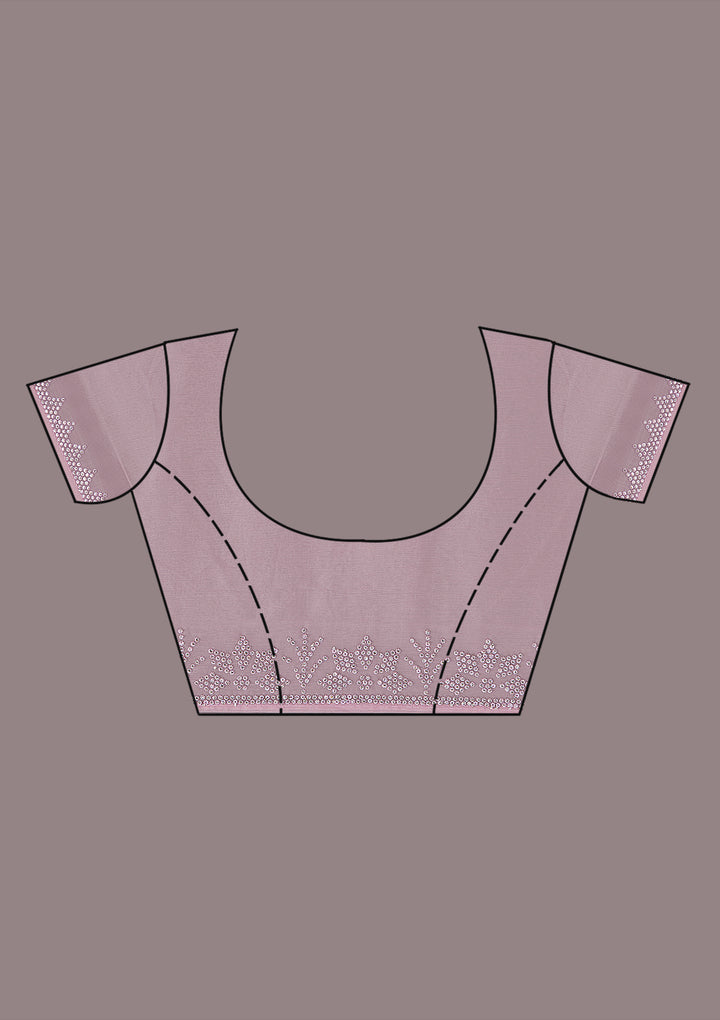 Mauve Stonework (Silver) Chiffon Saree