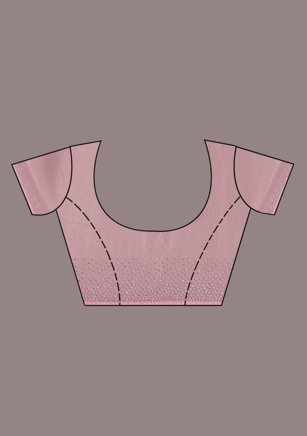 Gajari Pink Stonework (Silver) Chiffon Saree