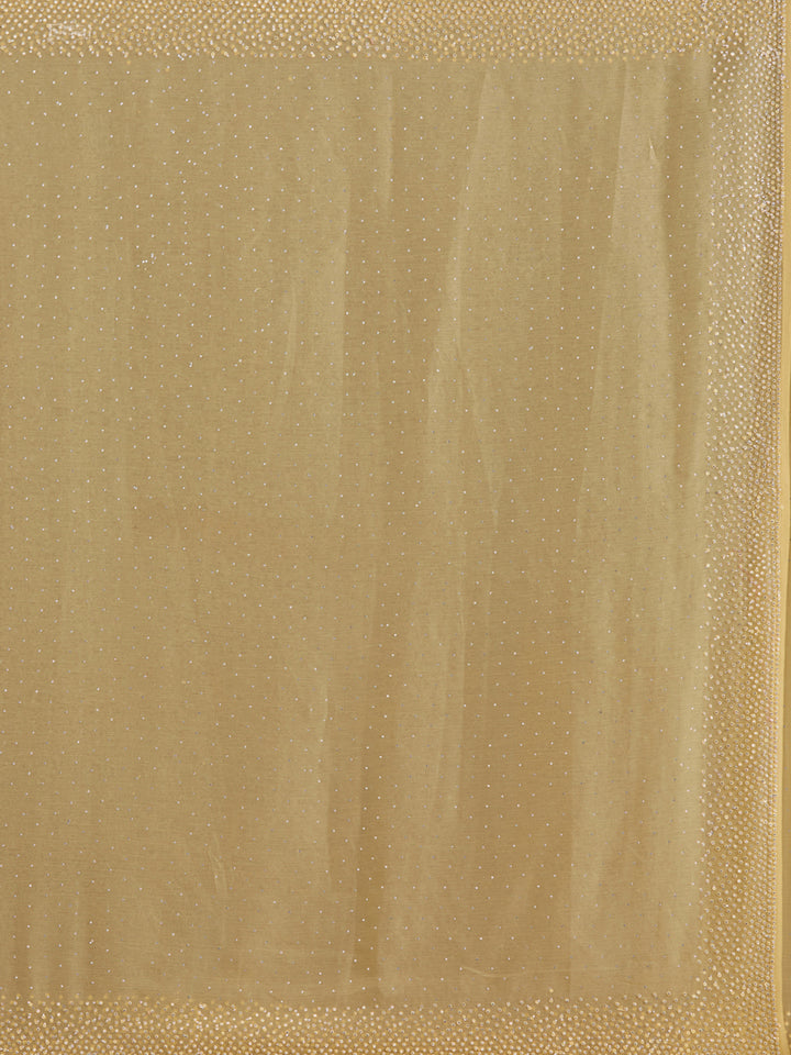 Yellow Stonework (Silver) Chiffon Saree