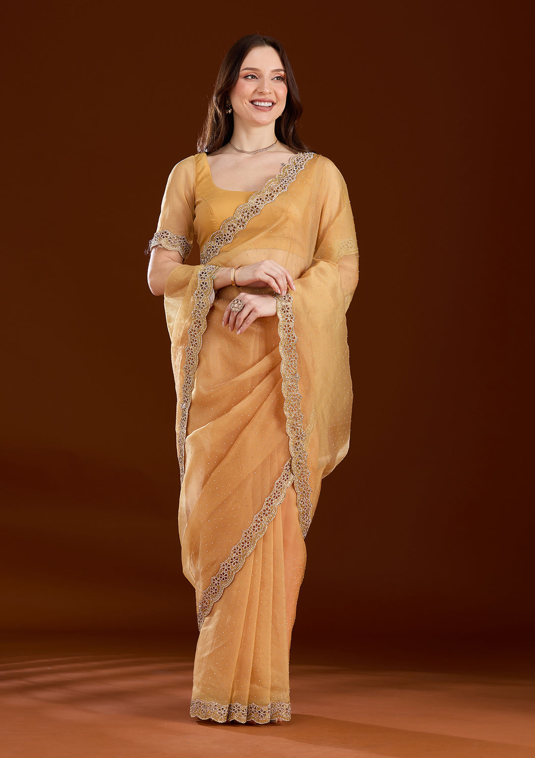 Gold Cutdana Tissue Saree