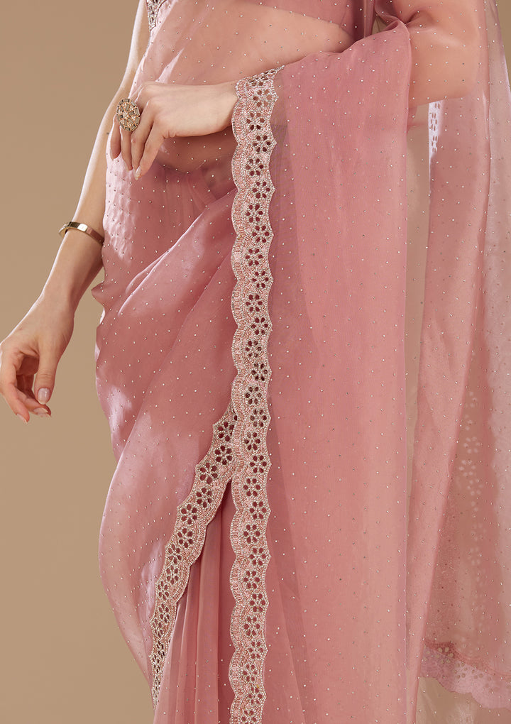 Onion Pink Cutdana Tissue Saree