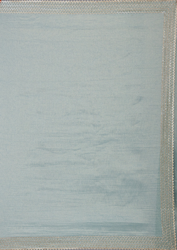 Blue Stonework (Gold) Organza Saree