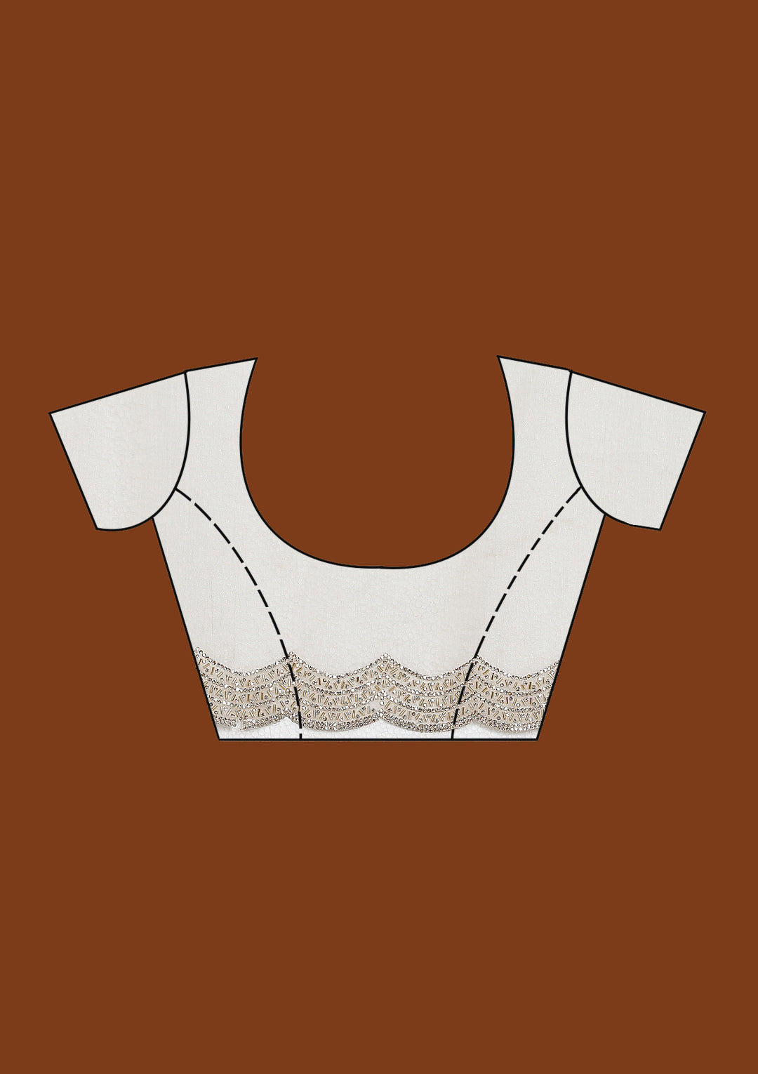 Beige Stonework (Gold) Chiffon Saree