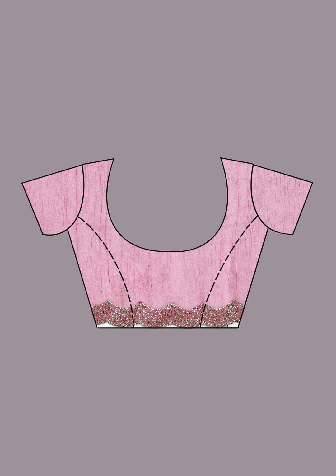 Onion Pink Stonework (Gold) Chiffon Saree