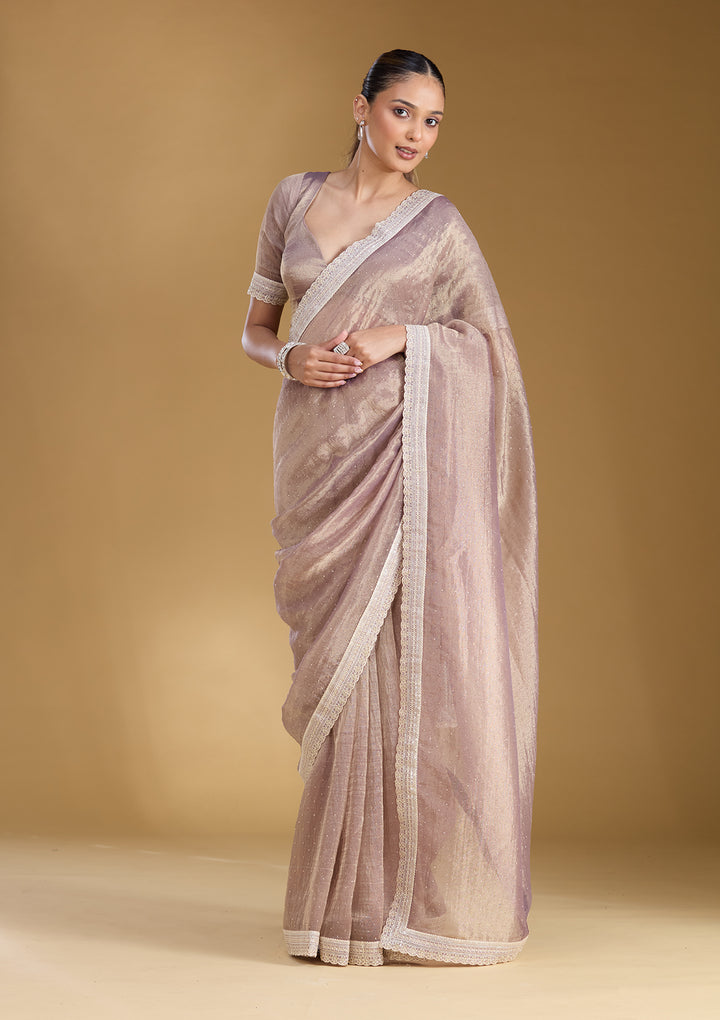 Lavender Zariwork (Gold) Tissue Saree