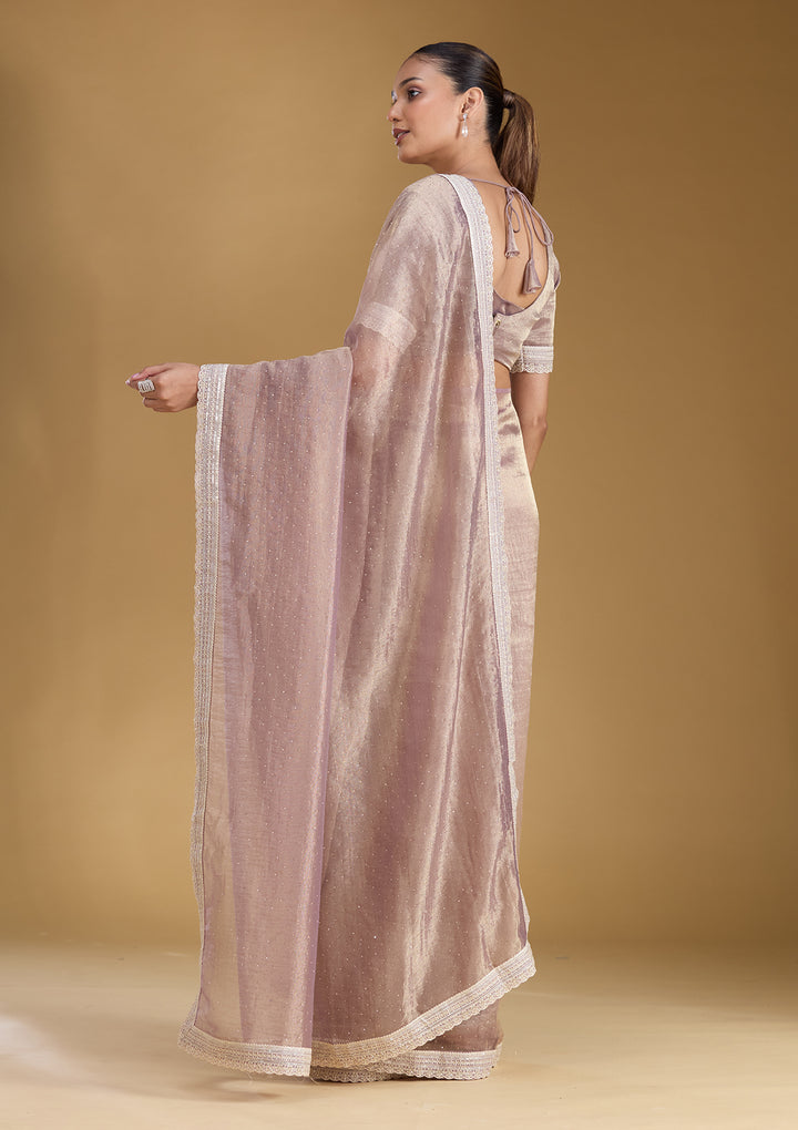 Lavender Zariwork (Gold) Tissue Saree