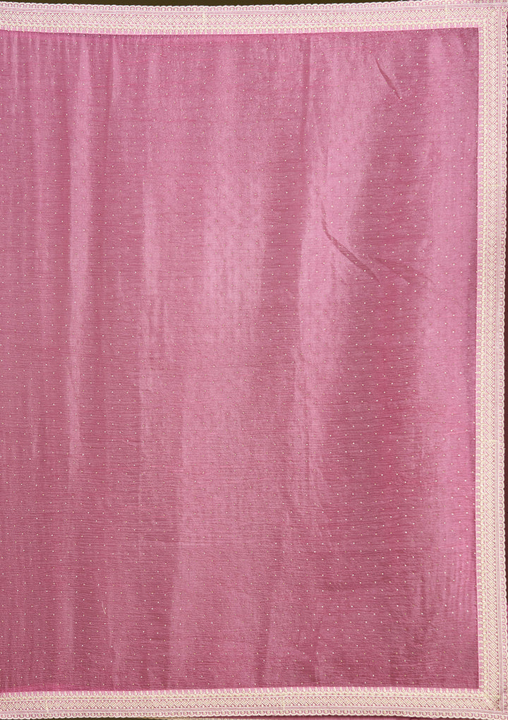 Onion Pink Zariwork (Gold) Tissue Saree