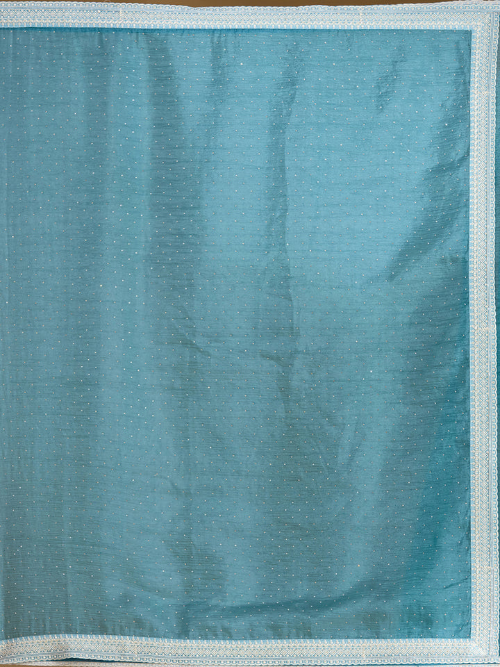 Sky Blue Zariwork (Gold) Tissue Saree