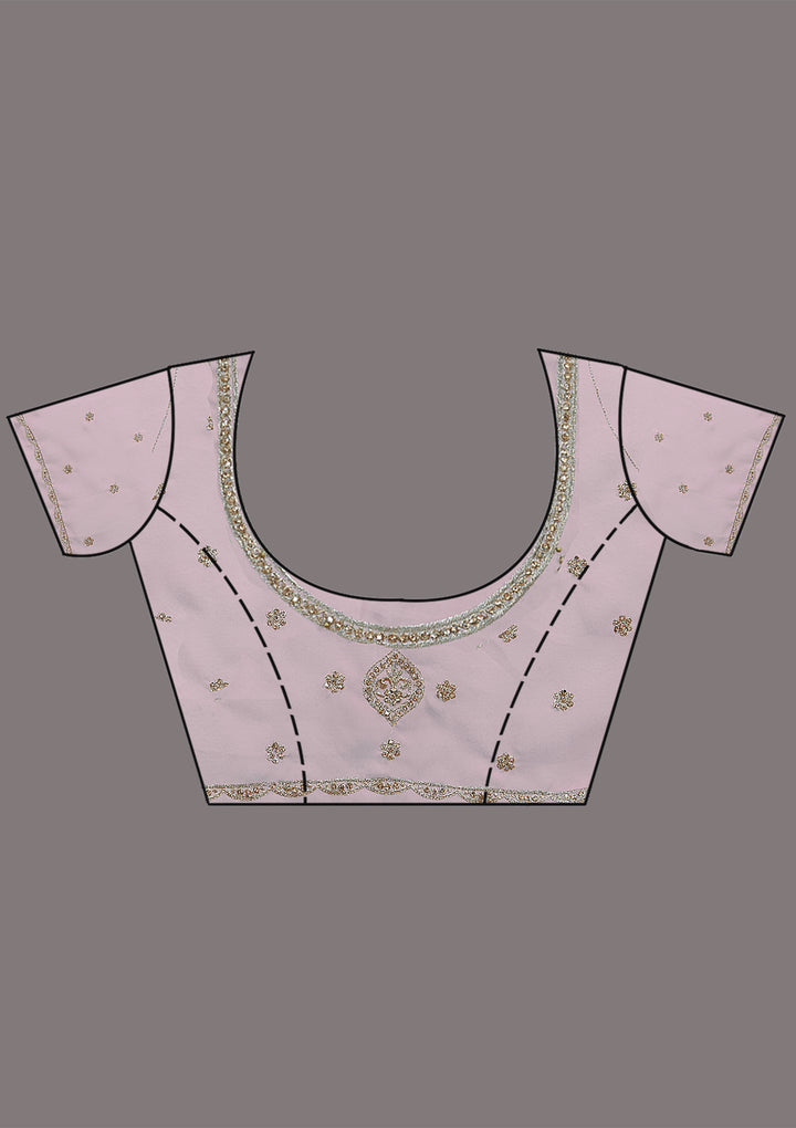 Baby Pink Zariwork (Gold) Georgette Saree