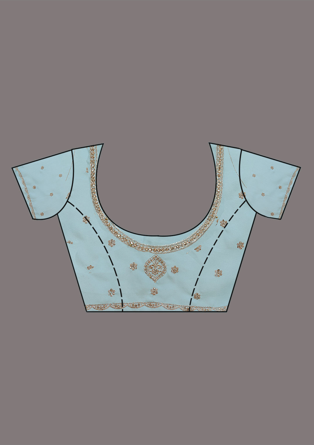 Sky Blue Zariwork (Gold) Georgette Saree