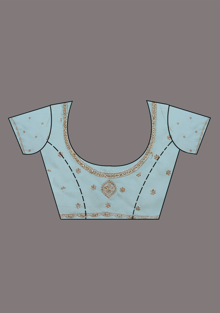 Sky Blue Zariwork (Gold) Georgette Saree