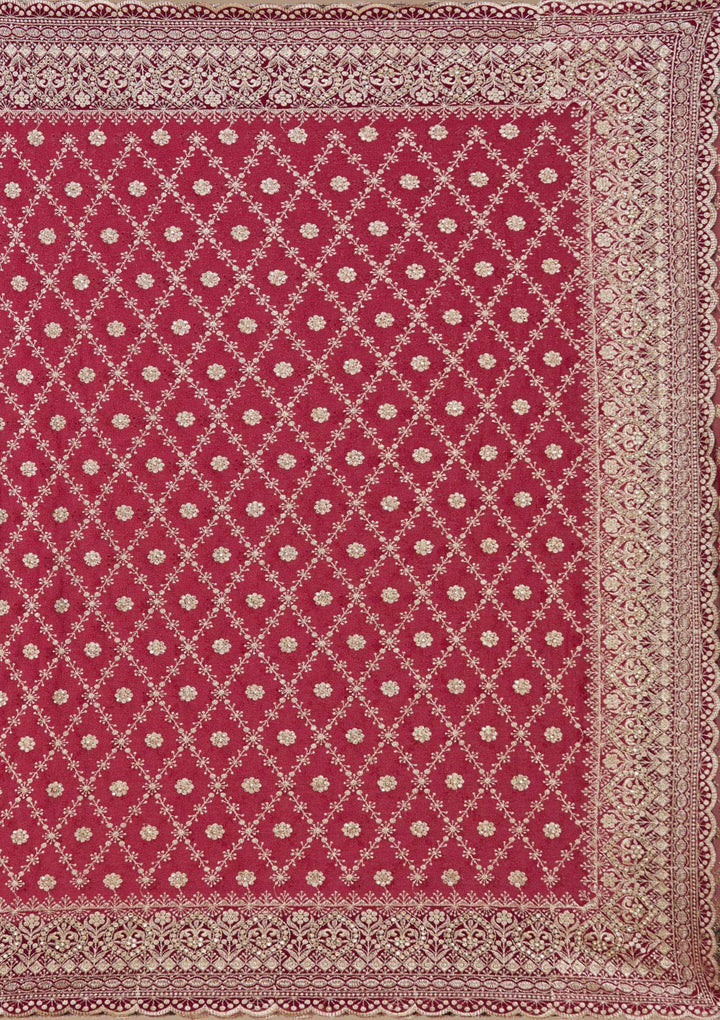 Maroon Zariwork (Gold) Georgette Saree