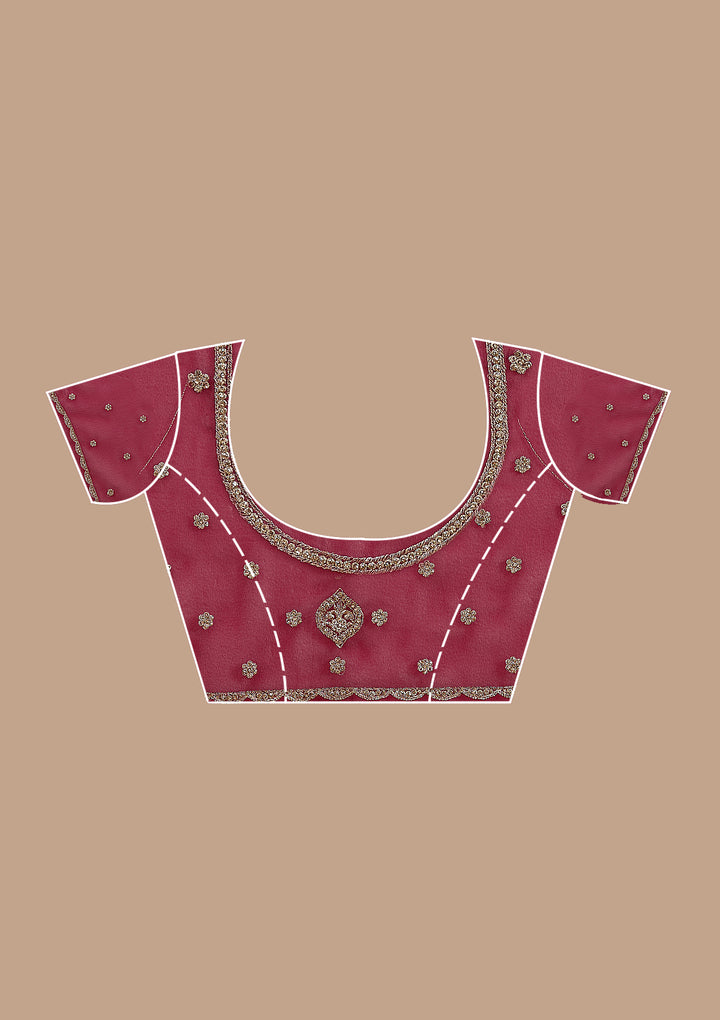 Maroon Zariwork (Gold) Georgette Saree