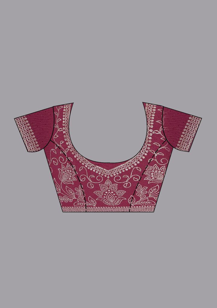 Maroon Stonework (Gold) Georgette Saree