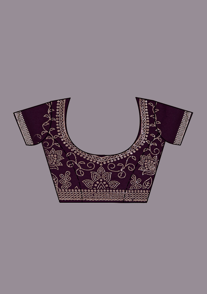 Purple Stonework (Gold) Georgette Saree