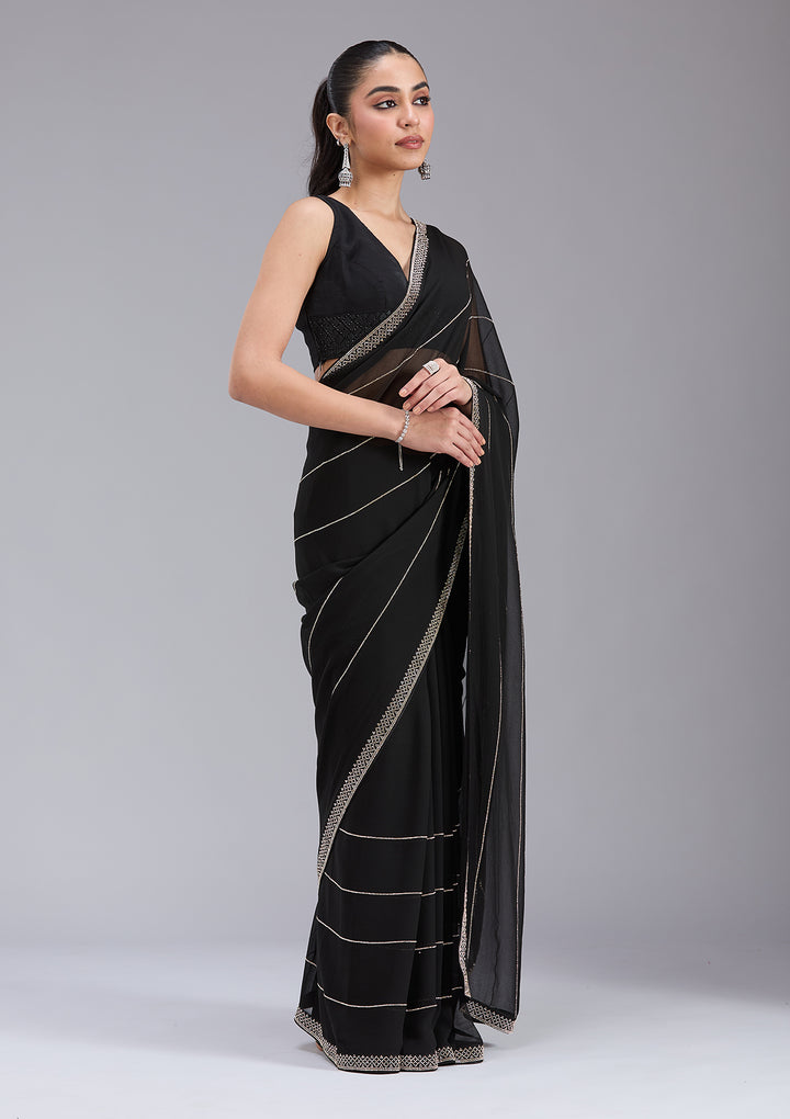 Black Stonework (Gold) Georgette Saree