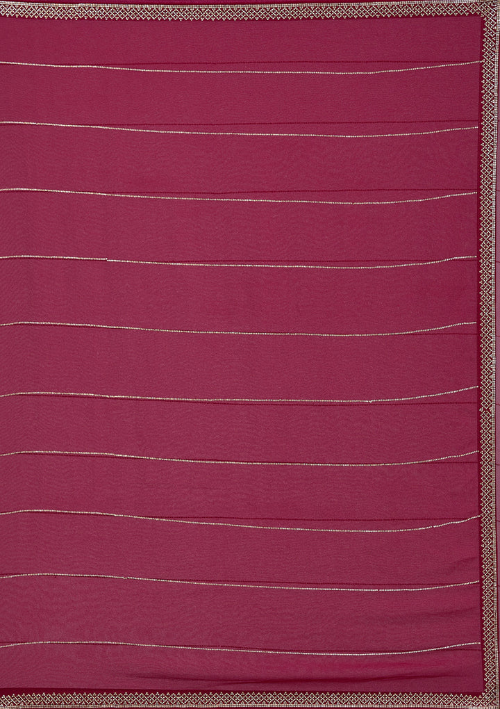 Maroon Stonework (Gold) Georgette Saree