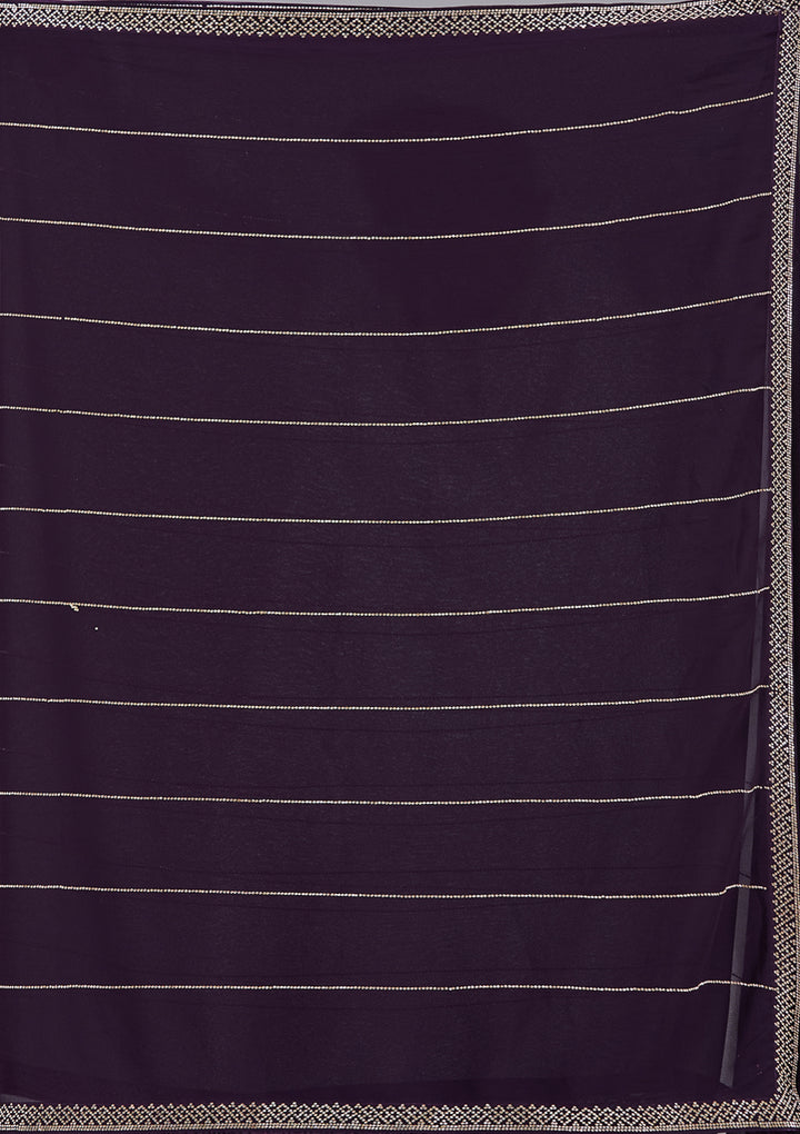 Purple Stonework (Gold) Georgette Saree