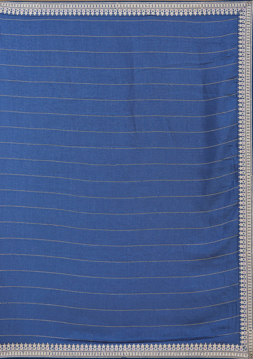 Navy Blue Zariwork (Silver) Soft Raw Silk Saree
