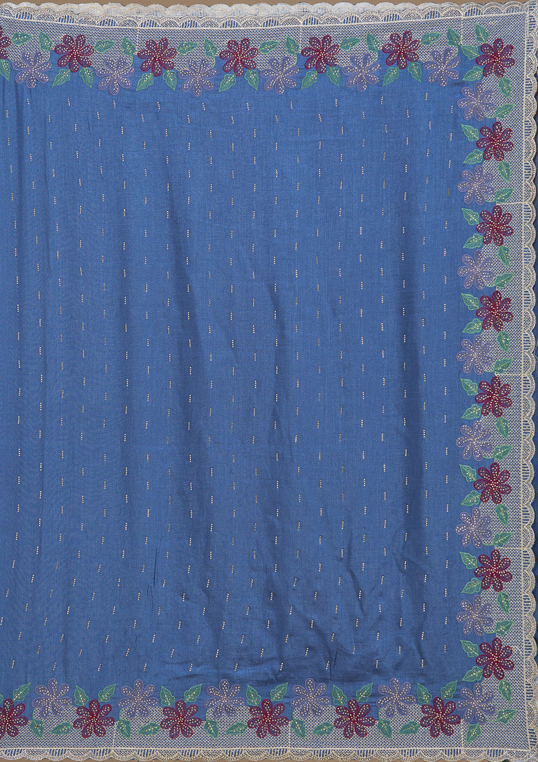 Navy Blue Threadwork Soft Raw Silk Saree