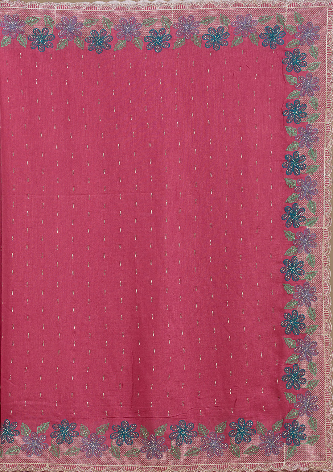 Onion Pink Threadwork Soft Raw Silk Saree