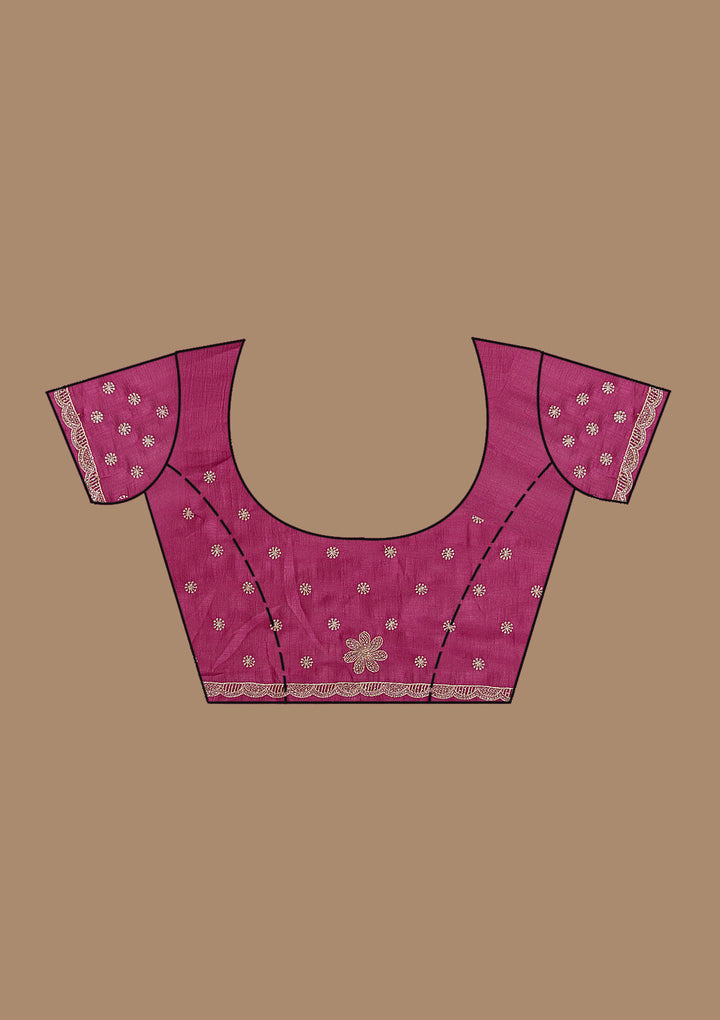 Onion Pink Threadwork Soft Raw Silk Saree